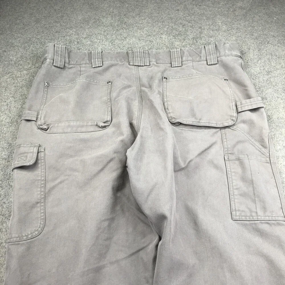 Duluth Trading Co Pants Mens 44x32 Gray Canvas Cargo Relaxed Straight Workwear